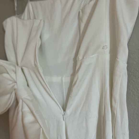 NWOT Beloved Bliss Ivory Strapless Slim Leg Bow Jumpsuit - Picture 7 of 7